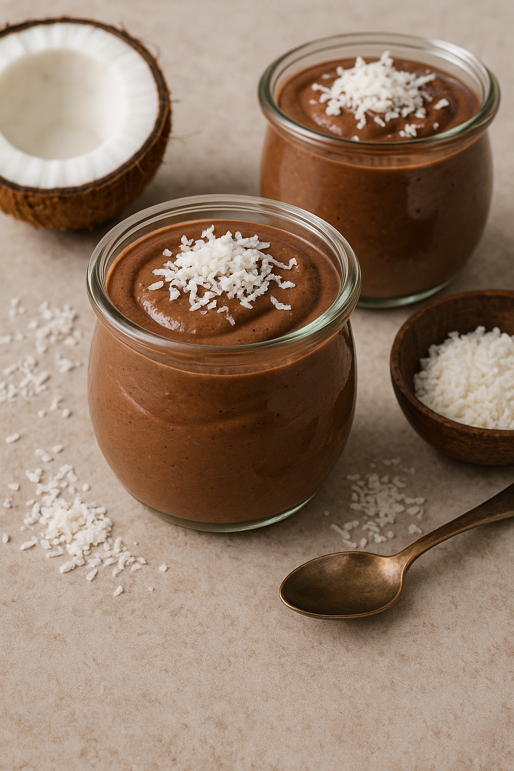 musse de chocolate vegano com coco